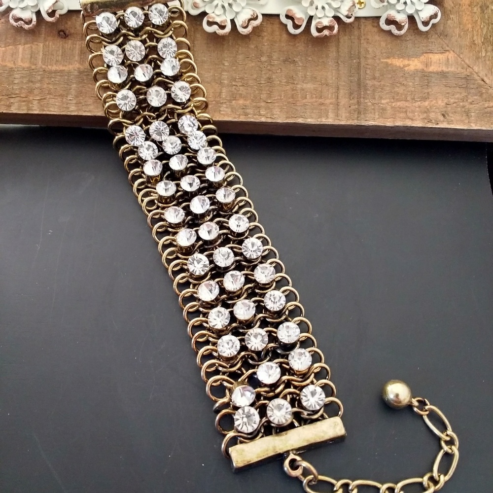 Antique Gold Rhinestones Bracelet